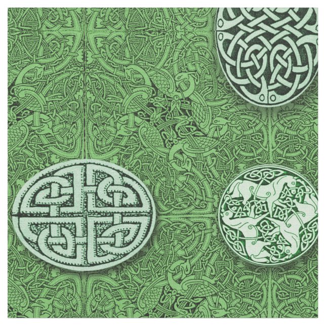 Tissu Chiens, chevaux et oiseaux celtiques (Fermer)