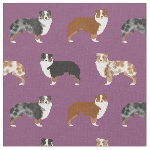 Tissu Chiens de berger australiens pourpres