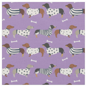 Tissu Chiens de Dachshund en sueur violet