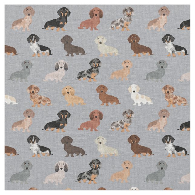 Tissu Chiens de Dachshund gris clair (Fermer)
