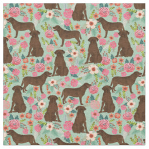 Tissu Chiens du Labrador au chocolat Monnaie à fleurs v