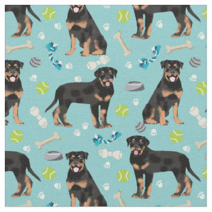 Tissu Chiens et jouets pour chiens de Rottweiler bleu cl