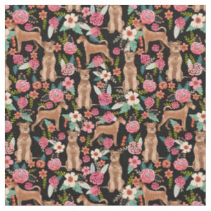 Tissu Chiens irlandais de terrier vintage floral noir