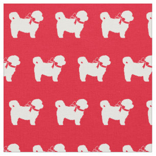 Tissu Chih Tzu Chien Silhouette Animal Rouge
