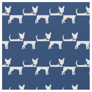 Tissu Chihuahua Chien Silhouette Animal Marine Blue