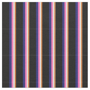 Tissu Chocolat, Beige, Rose chaud, Bleu et Noir de minui