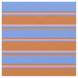 Tissu Chocolat, Cornflower Bleu et Motif couleur prune