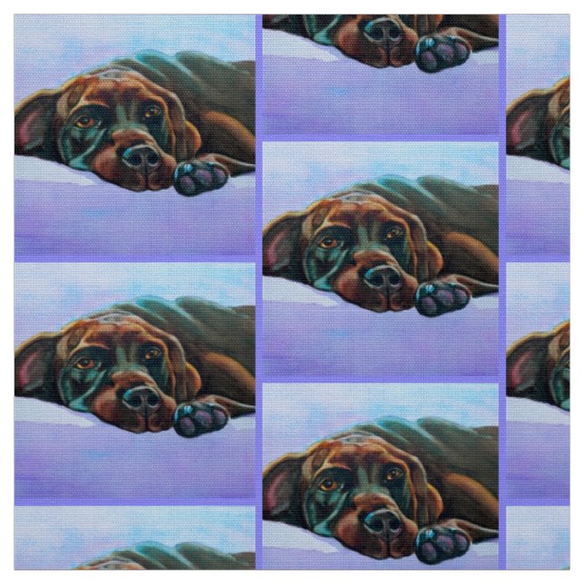 Tissu Chocolat détendu Labrador Retriever Chien Fabric (Échantillon)