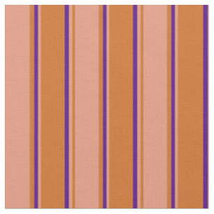 Tissu Chocolat, Saumon foncé et Motif Indigo