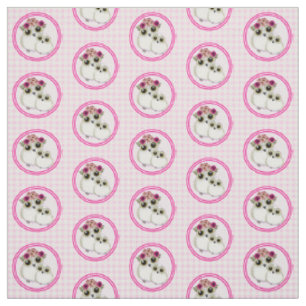 Tissu Chouettes Blancs mignonnes Rose Blanc En vichy Pla