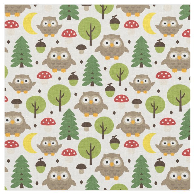 Tissu Chouettes Dans La Forêt (Fermer)