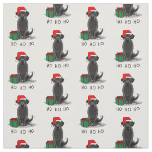 Tissu Christmas Père Noël Black Labrador Retriever Cute