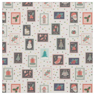 Tissu Christmas Stamps & Dots on Cream