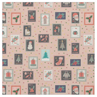 Tissu Christmas Stamps & Dots on Pastel Orange