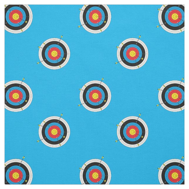 Tissu Cibles à l'arc et flèches Motif sur bleu (Échantillon)