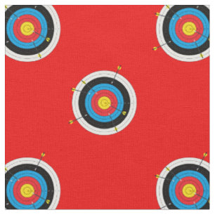 Tissu Cibles de tir à l'arc et flèches Motif sur rouge