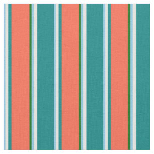 Tissu Ciel bleu, blanc, Turquoise, rouge et vert foncé