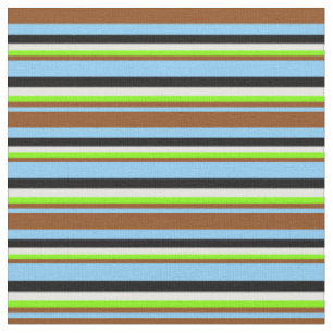 Tissu Ciel bleu, Brown, Chartreuse, Crème à la menthe &