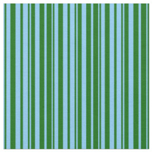 Tissu Ciel clair bleu et Motif vert foncé