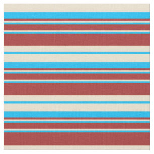 Tissu Ciel profond bleu, beige et Motif Brown