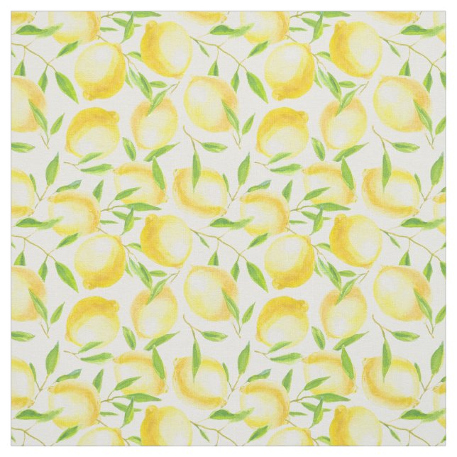 Tissu Citrons et motif feuille (Échantillon)