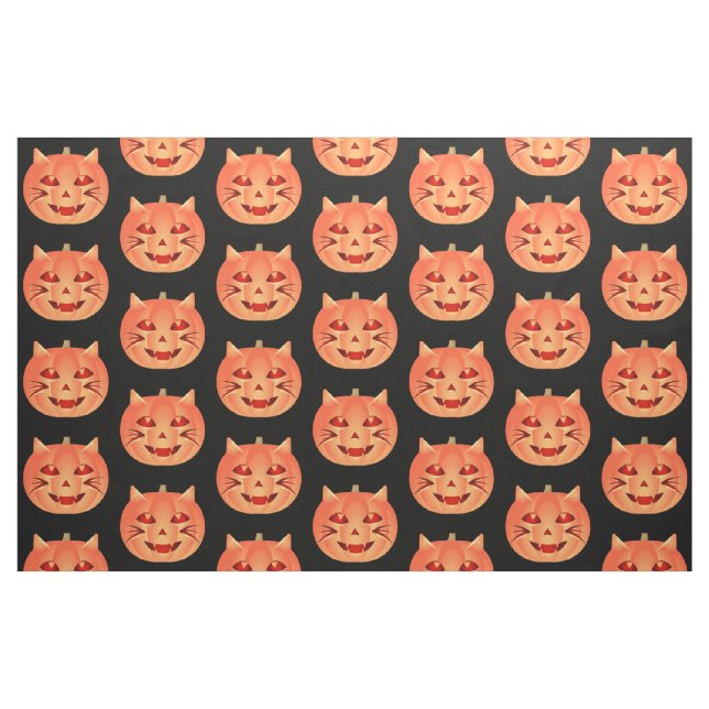 Tissu Citrouille de chats d'Halloween (Fat Quarter)