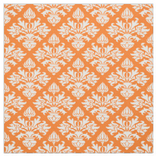 Tissu Citrouille orange, motif blanc #3 Size6 de damass
