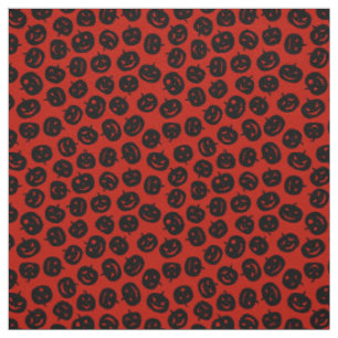 Tissu Citrouille rouge Joyeux Halloween moderne