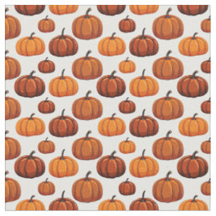 Tissu Citrouilles d'Halloween d'Orange - Motif d'automne