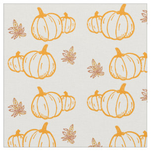 Tissu Citrouilles et Feuilles d'automne de la récolte