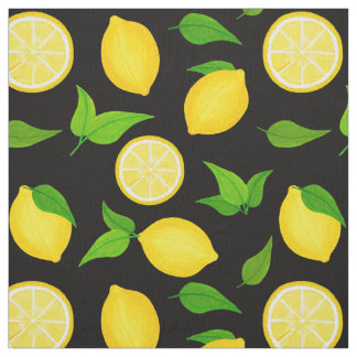 Tissu Citrus d'été Citrons jaunes Citrons verts Feuilles