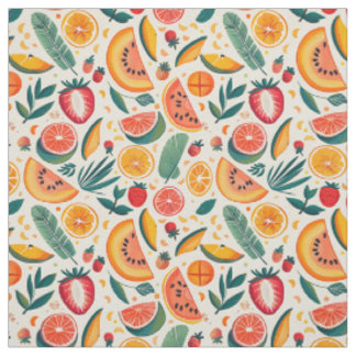 Tissu Citrus & Strawberry Design d'été