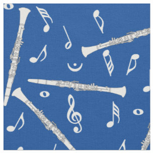Tissu Clarinets Music Notes Motif