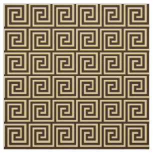 Tissu Clé grecque, brun chocolat et bronzage