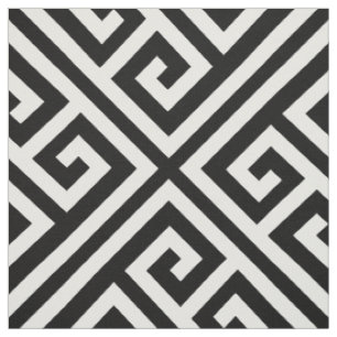 Tissu Clé grecque noire et blanche Grande échelle