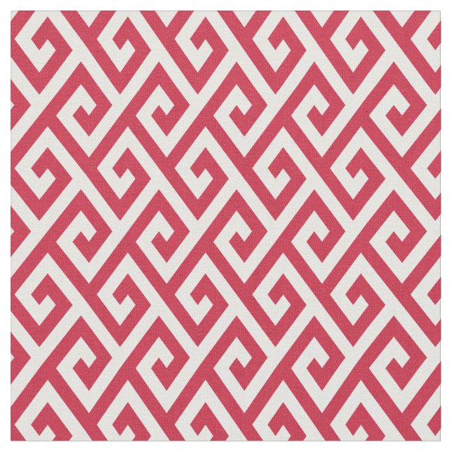 Tissu Clé rouge et blanc motif géométrique (Fermer)