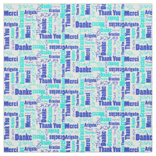 Tissu Cloud Merci bleu et turquoise