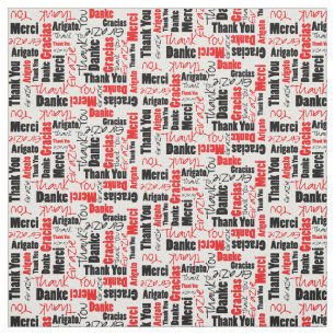Tissu Cloud Merci rouge et noir