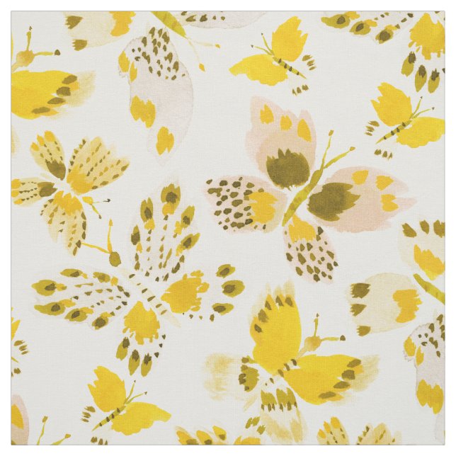 Tissu CLUTTERFLIS Papillon jaune Impression (Échantillon)