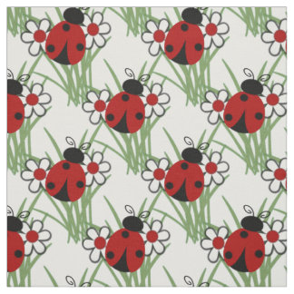 Tissu Coccinelle et deux marguerites