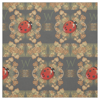 Tissu Coccinelle et vignes mignonnes avec le monogramme