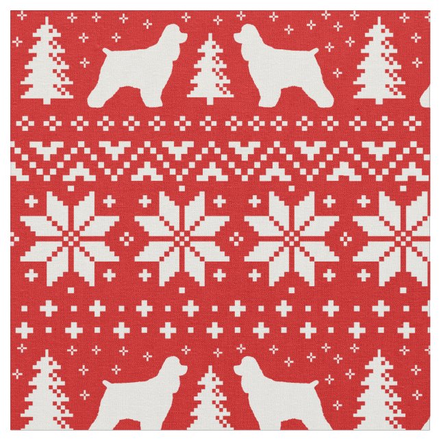 Tissu Cocker Spaniel Chien Silhouettes Noël (Fermer)