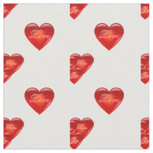 Tissu coeur/coeur rouge/amour/joie/paix/espoir - blanc