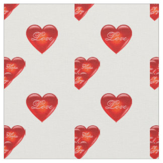 Tissu coeur/coeur rouge/amour/joie/paix/espoir - blanc