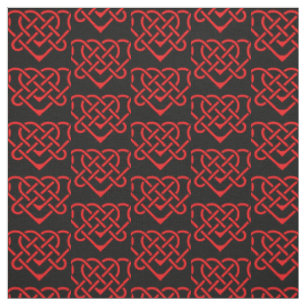 Tissu Coeur de conception tressé céleste/Gadhlig rouge