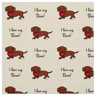 Tissu Coeur doux rouge de teckel