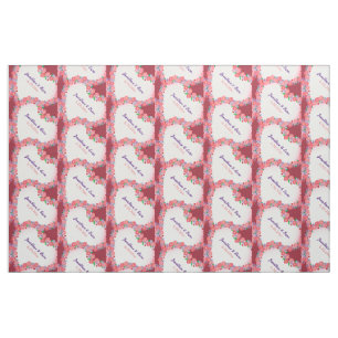 Tissu Coeur floral sur rouge foncé, Mariage personnalisé