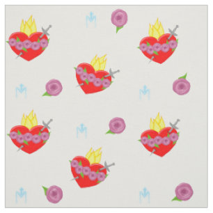 Tissu Coeur immaculé de Marie Roses et Arrière - plans b