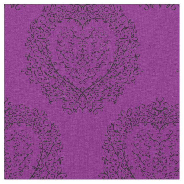 Tissu Coeur noir gothique violet (Fermer)