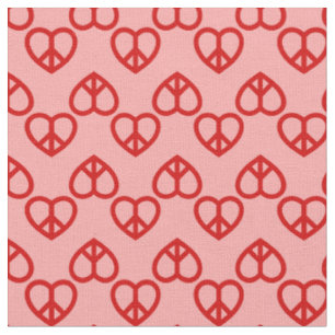 Tissu coeur paix amour rétro hippie rose rouge valentine